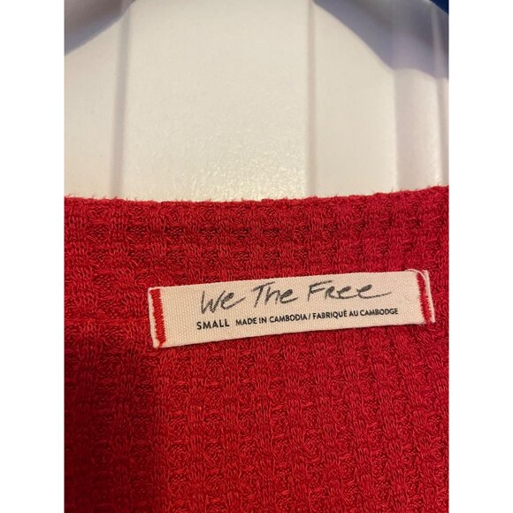 We The Free Red Thermal Waffle Long Sleeve Womens Top Size S - Picture 6 of 8